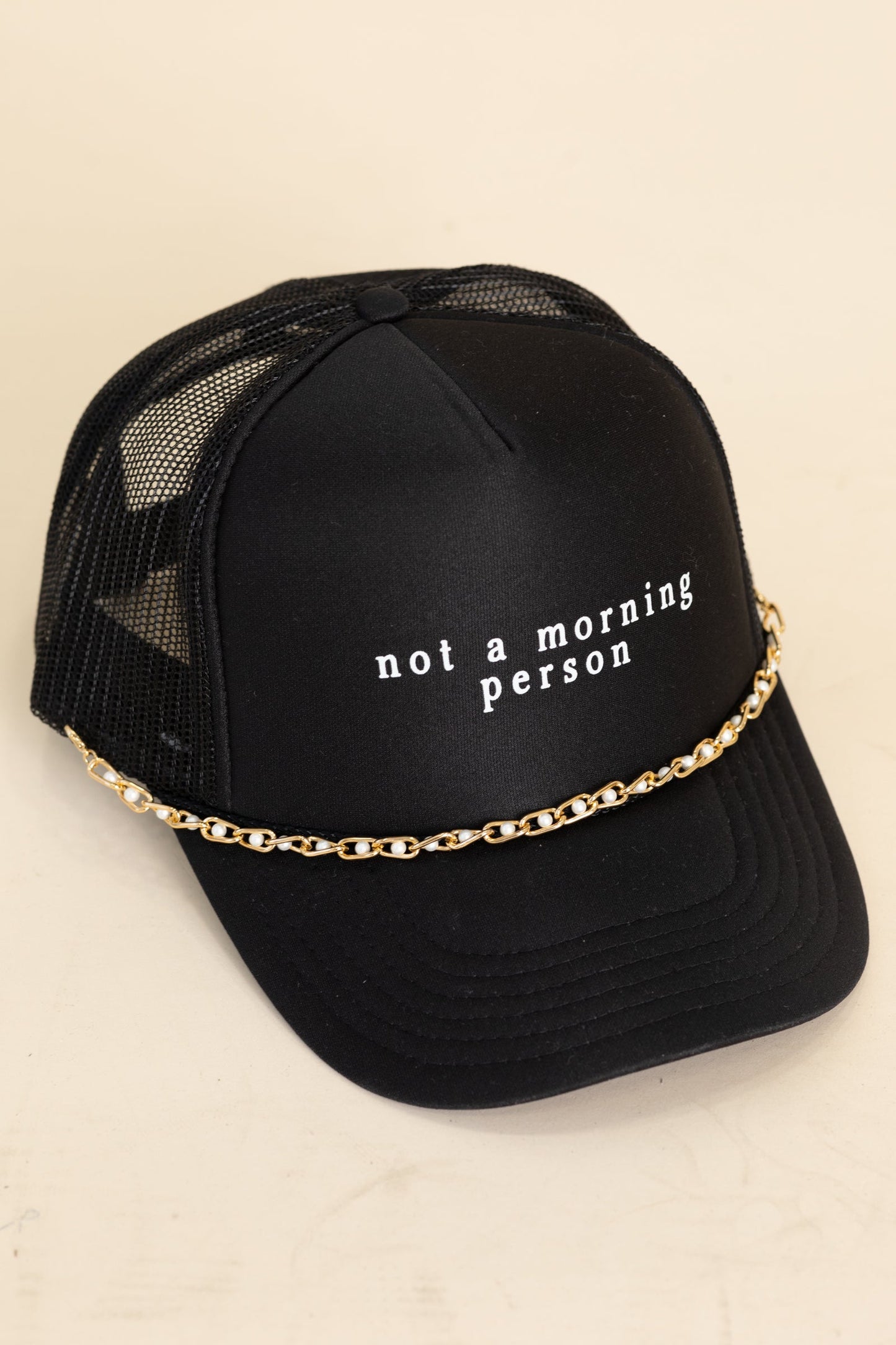 Black Not A Morning Person Hat With Chain