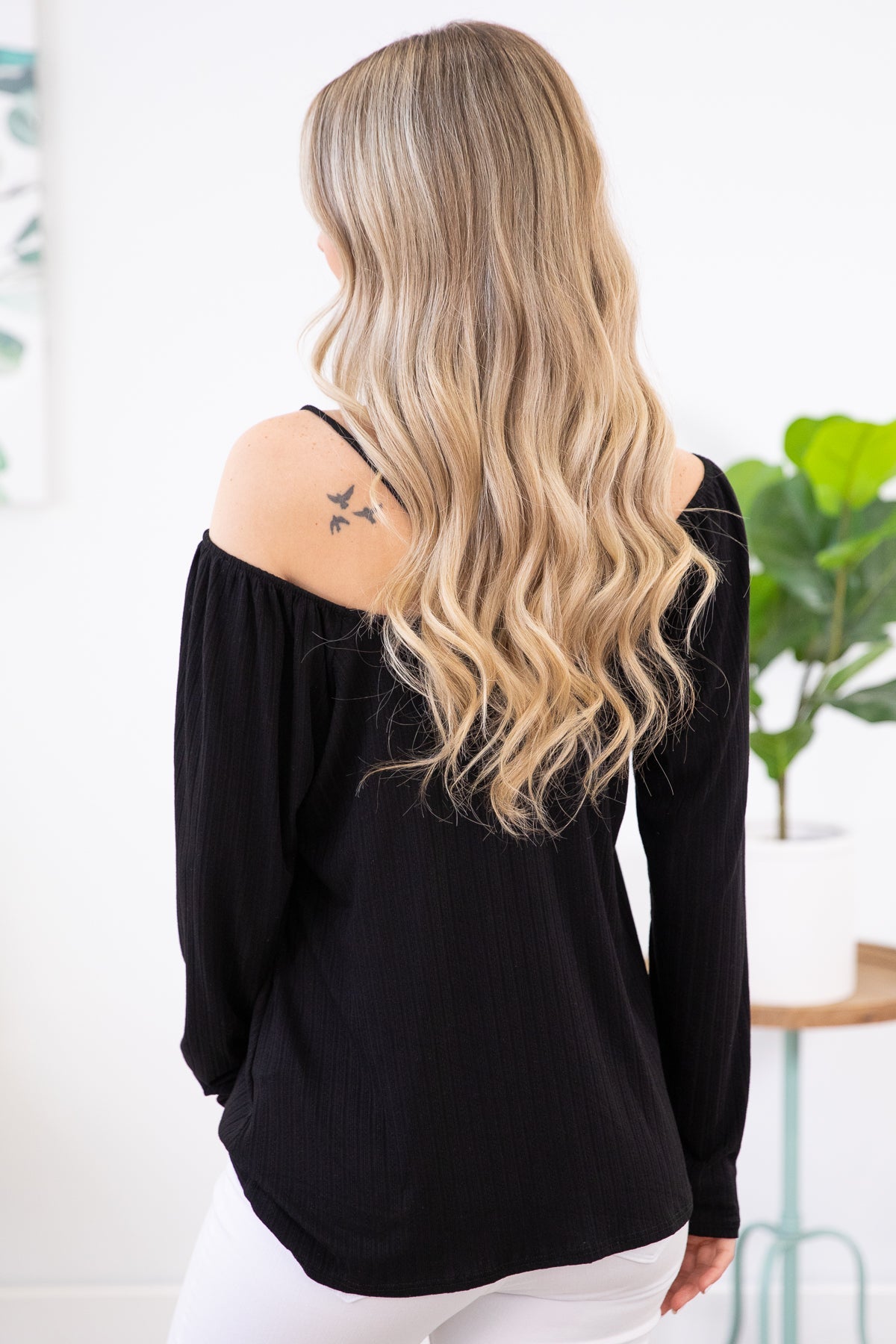 Black Twist Front Top with Cutouts