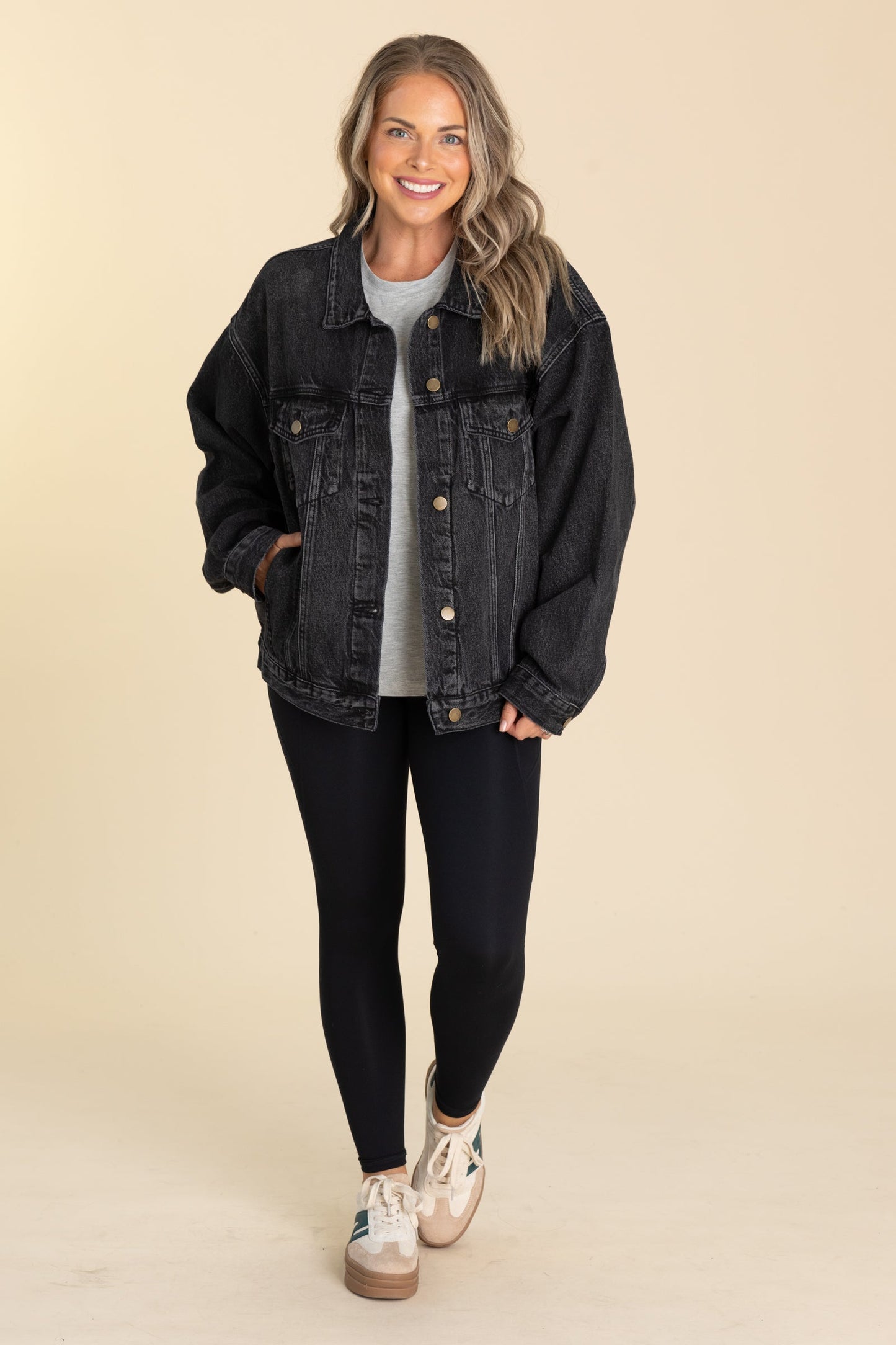 Black Wash Classic Boyfriend Fit Denim Jacket