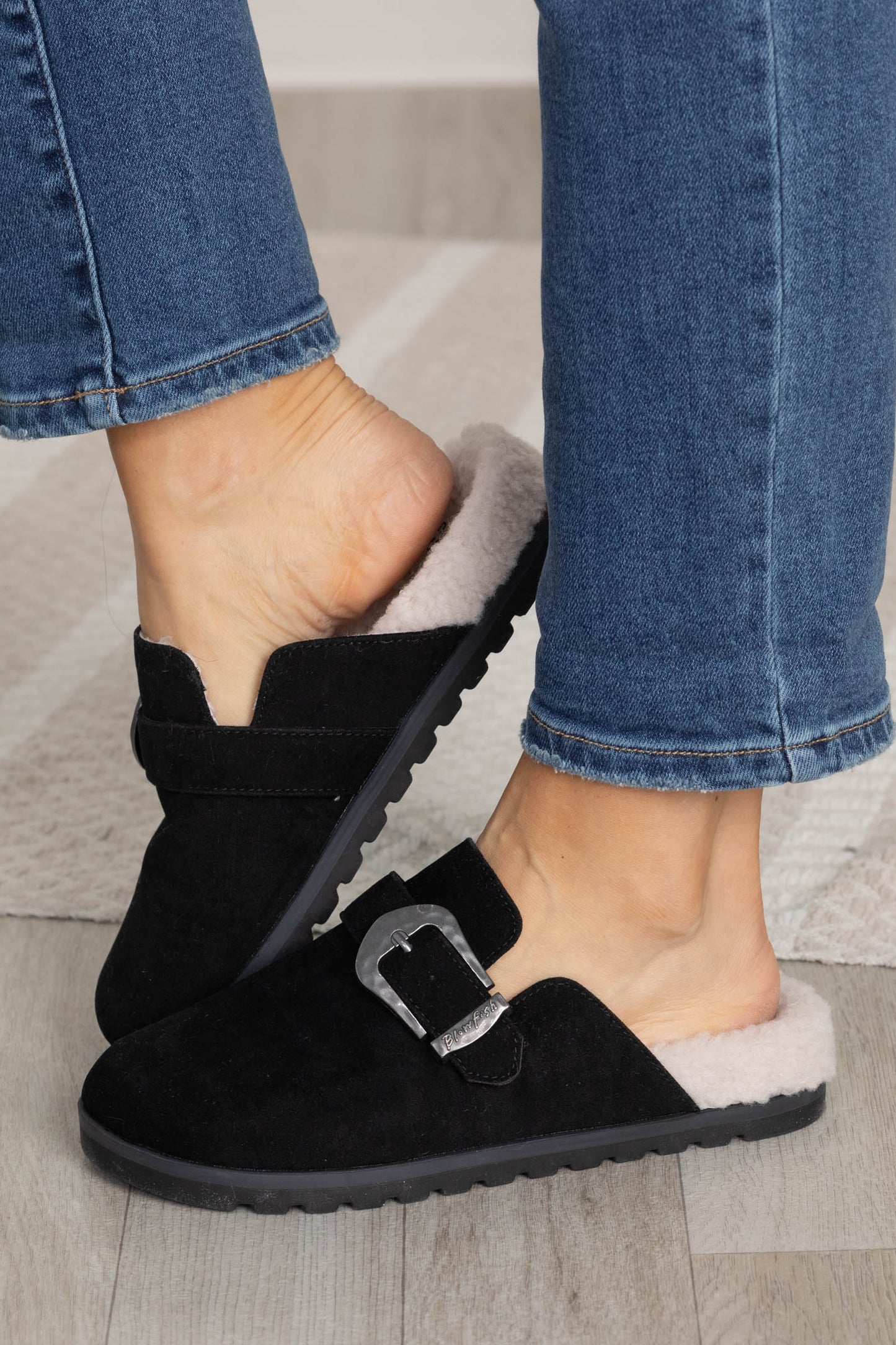 Blowfish Faux Suede Cozy Lined Slip On Mules
