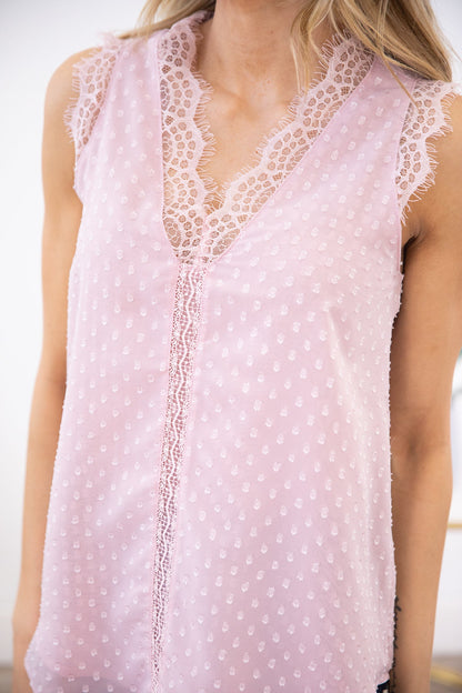 Baby Pink Lace Trim Tank