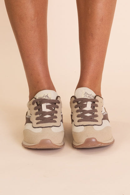 Blowfish Cream And Brown Lace Up Sneaker