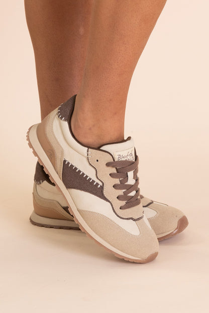 Blowfish Cream And Brown Lace Up Sneaker