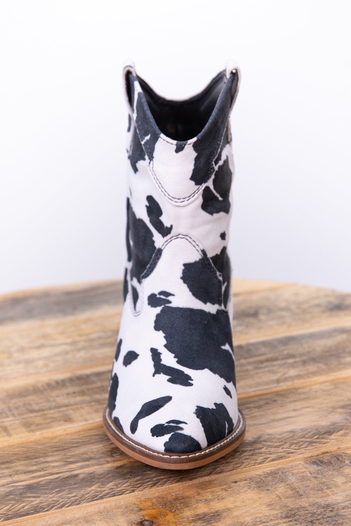 Black and White Cow Print Western Bootie