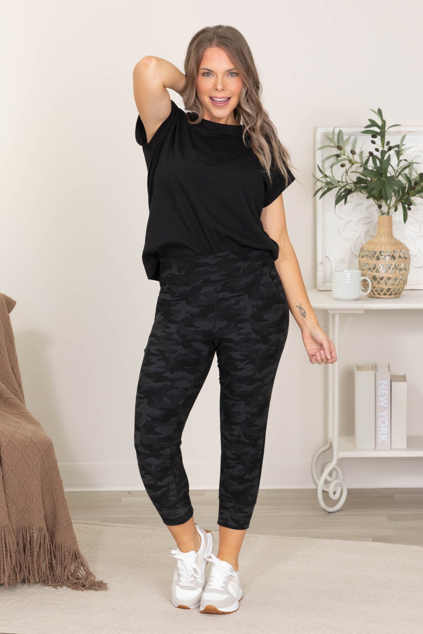 Black Camo Slim Fit Active Joggers