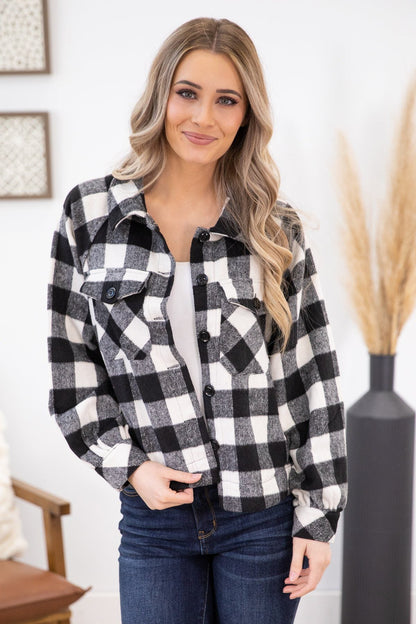 Black and White Buffalo Plaid Shacket