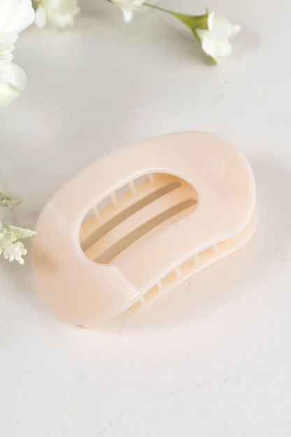 Almond Beige Flat Round Hair Clip