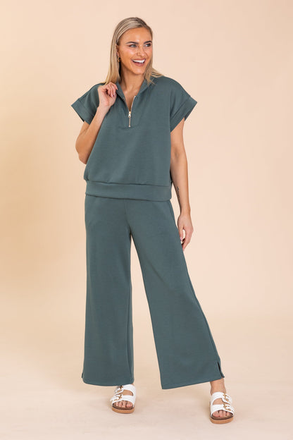 Ash Jade Scuba Quarter Zip Knit Top