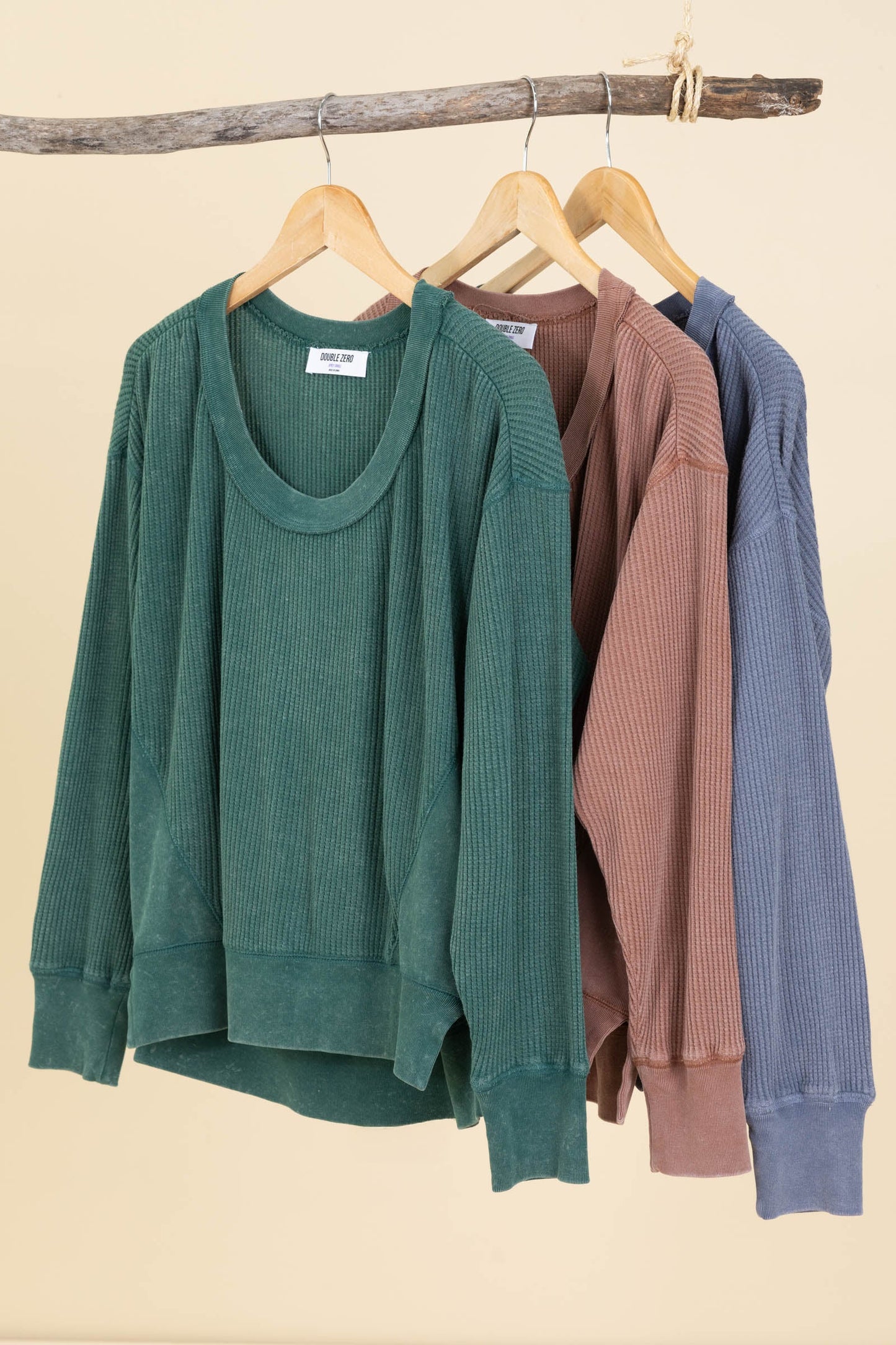 Acid Wash Knit Long Sleeve Knit Tops