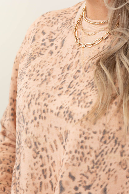 Animal Print Sweatshirt With Kangaroo Pocket