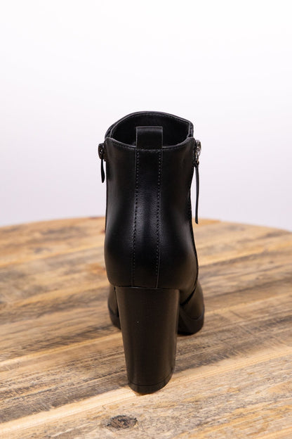 Black Faux Leather Side Zip Tall Bootie