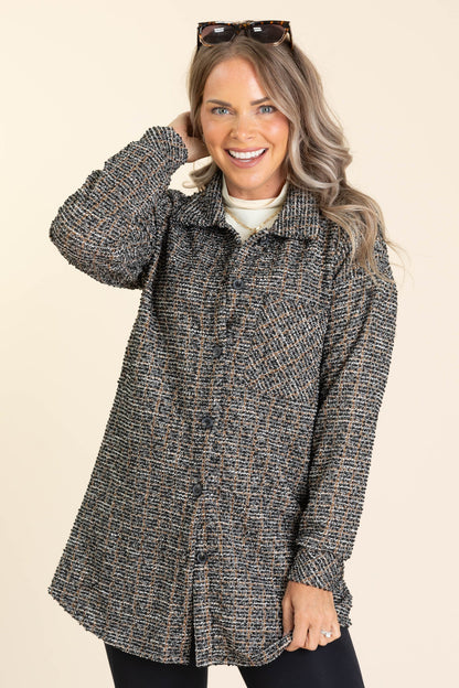 Black Houndstooth Tweed Shacket