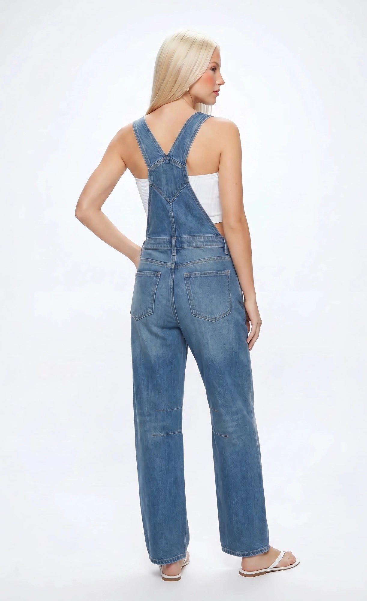 Barrel Leg Denim Overalls
