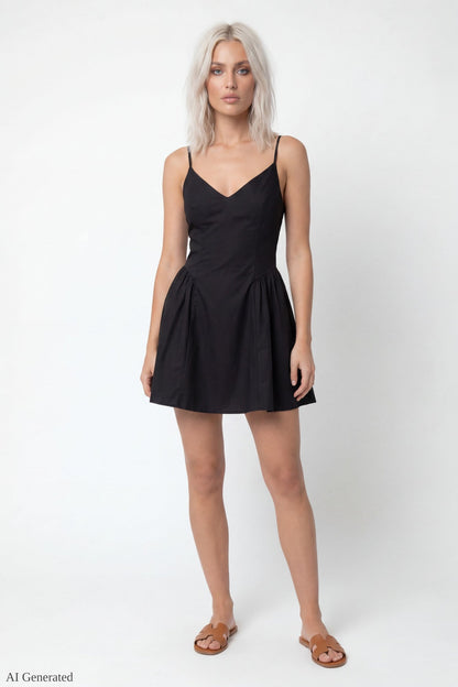 V-Neck Fit & Flare Mini Dress