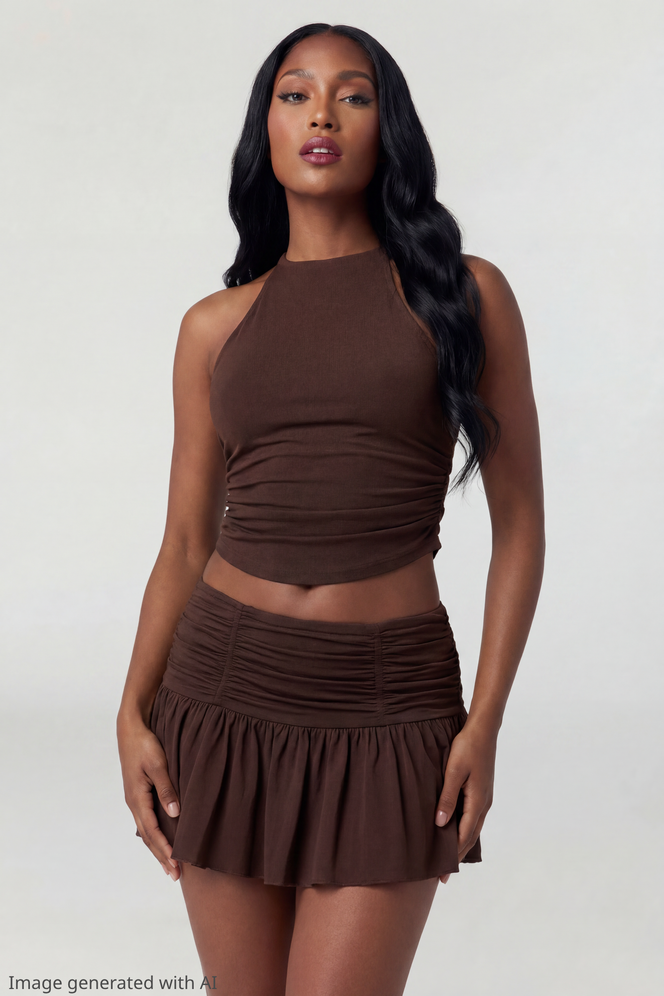 Mesh Halter Top & Mini Skirt Set