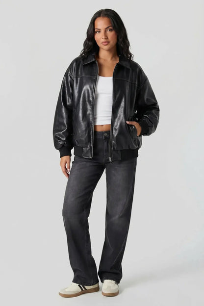 Oversized Faux Leather Jacket