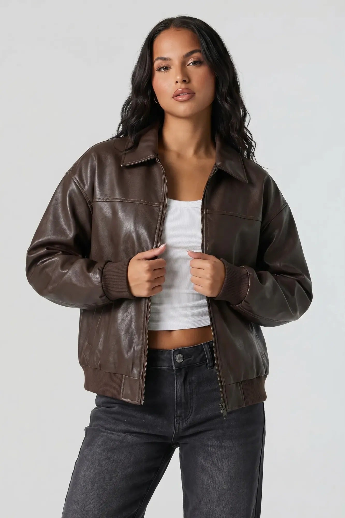 Oversized Faux Leather Jacket