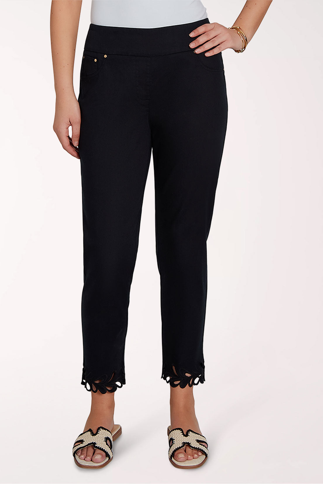 Tropical Noir Cutout Hem Tencel Denim Pant