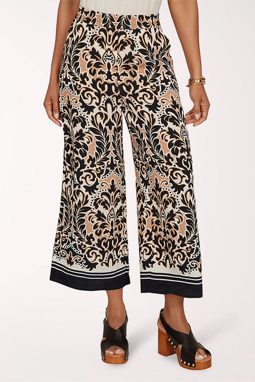Tropical Noir Damask Crop Pant