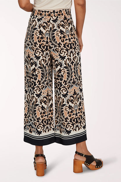 Tropical Noir Damask Crop Pant
