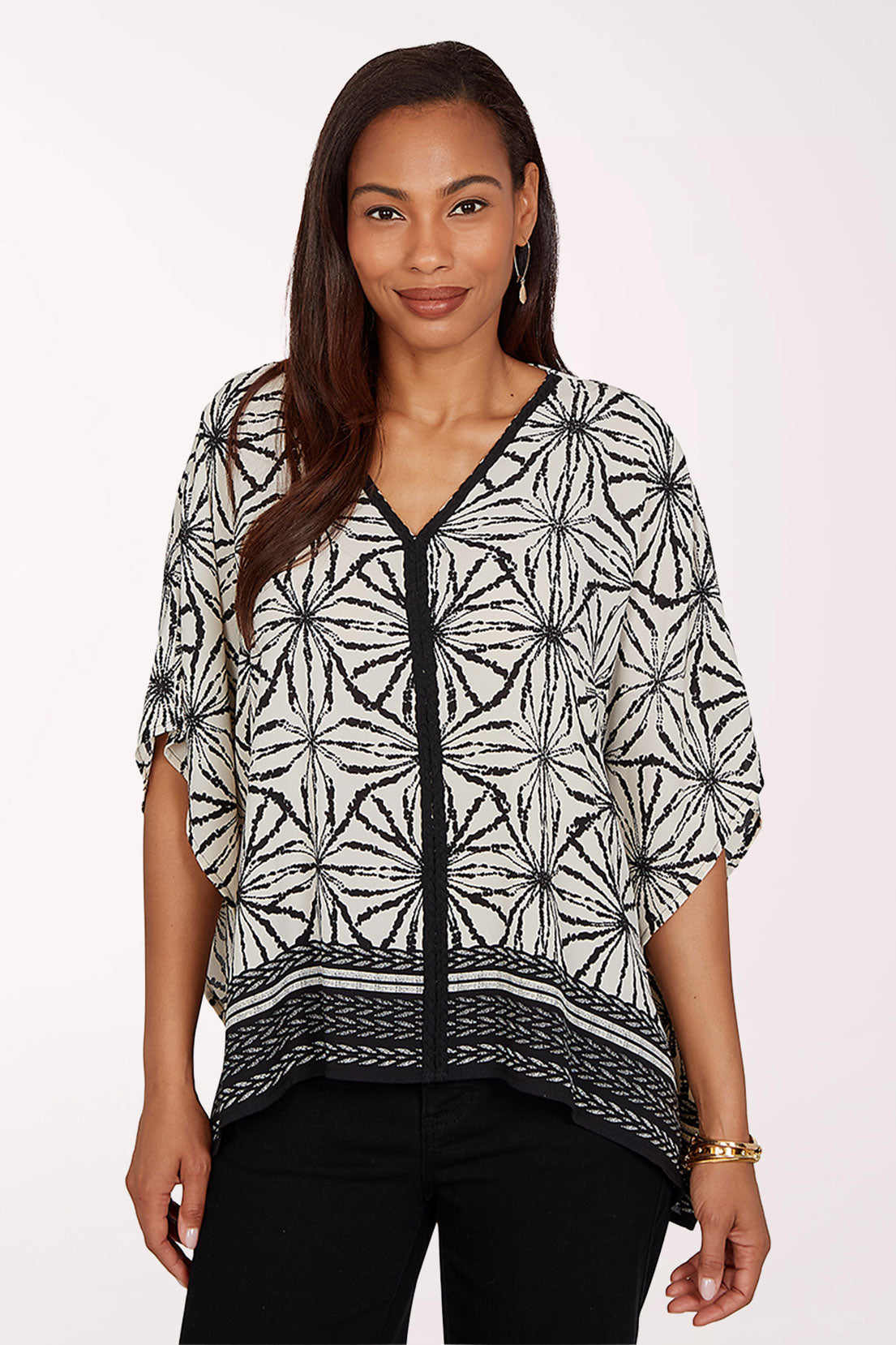Tropical Noir Shibori Crepe Blouse