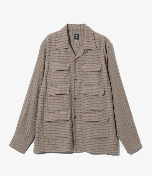 6 Pocket Shirt - Brown - RA/PE/N Dobby