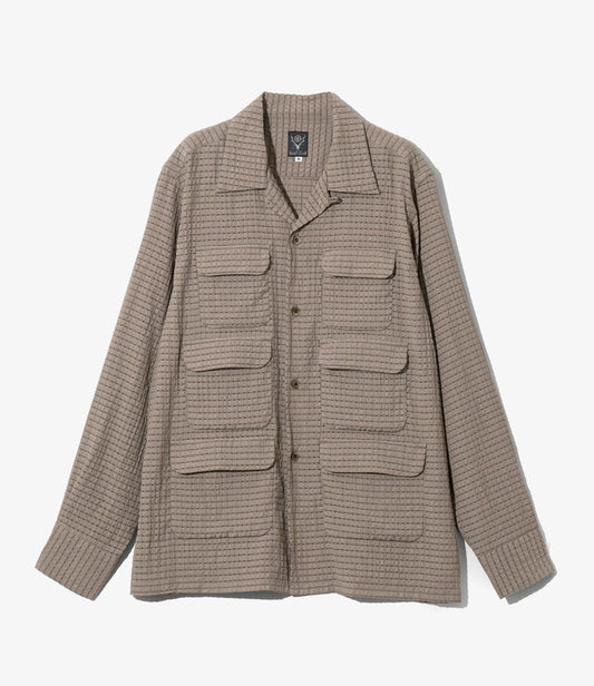 6 Pocket Shirt - Brown - RA/PE/N Dobby