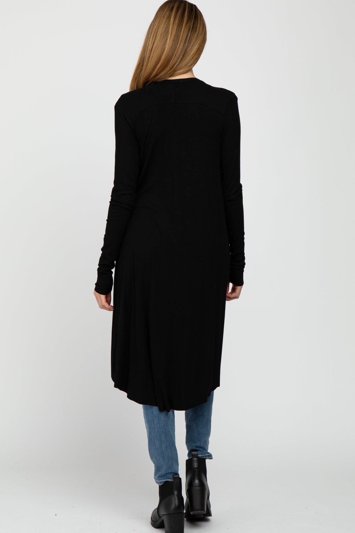 Black Button Front Knit Maternity Cardigan