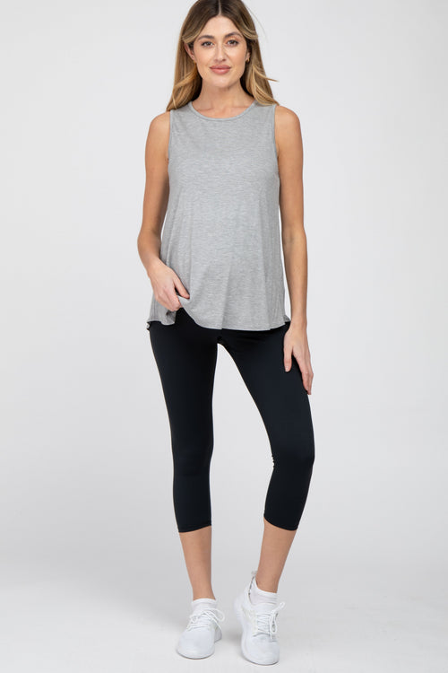 Black Basic Cropped Maternity Capri
