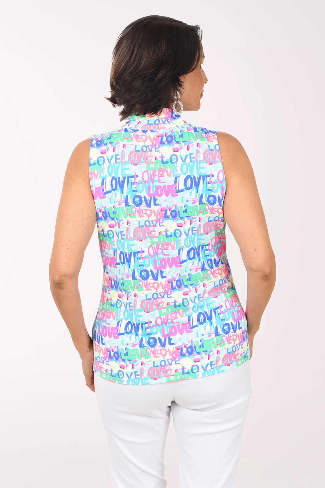 Words Of Love Cooling UPF50+  Zip Sleeveless Top