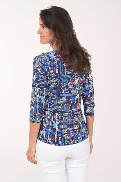 USA Liberty UPF50+ V-Neck Top