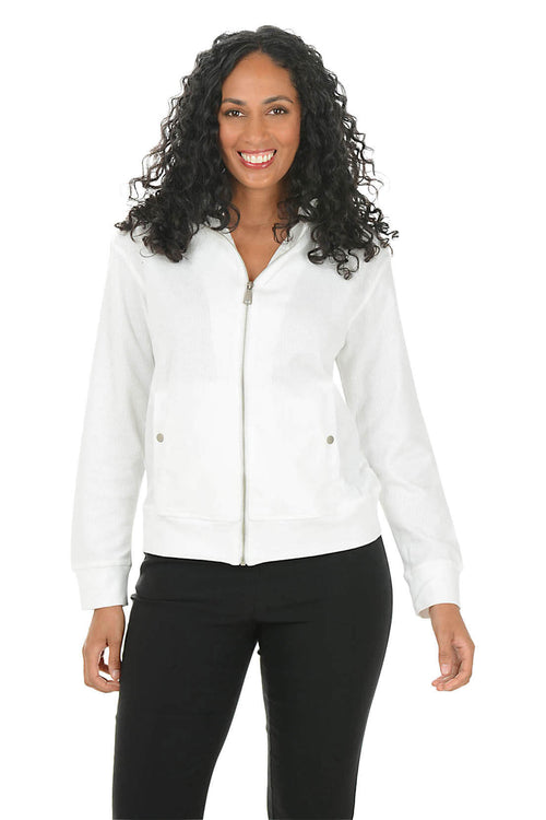 Waffle Knit Zip-Front Jacket