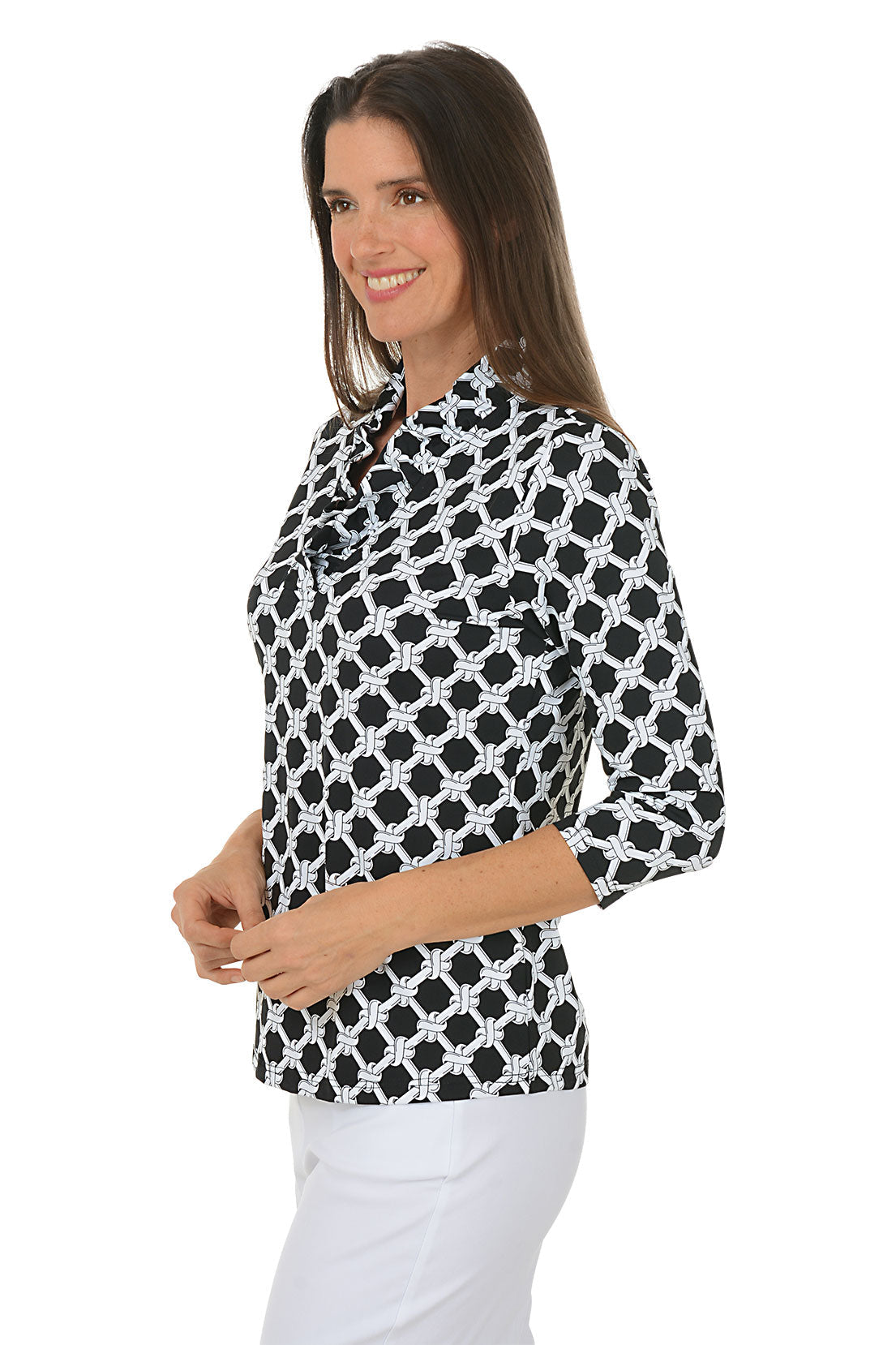Twisted Knots UPF50+ Ruffle Neck Top
