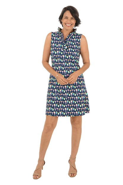 Tropical Cocktails UPF50+ Ruffle Neck Sleeveless Dress