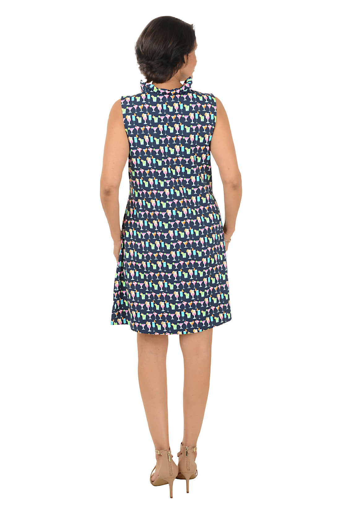 Tropical Cocktails UPF50+ Ruffle Neck Sleeveless Dress