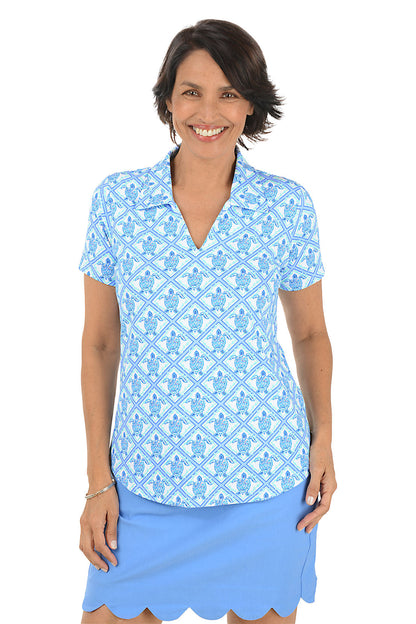 Turtle Diamonds UPF50+ Short Sleeve Polo Top