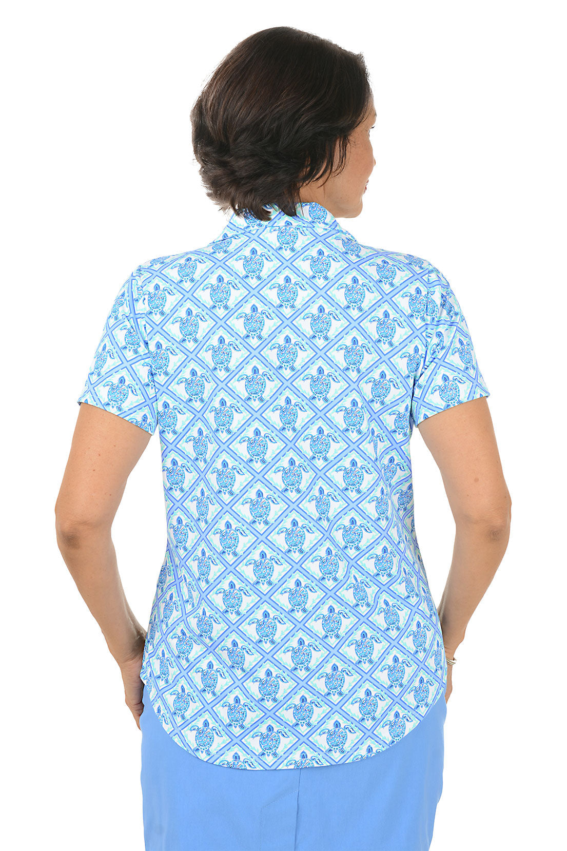 Turtle Diamonds UPF50+ Short Sleeve Polo Top