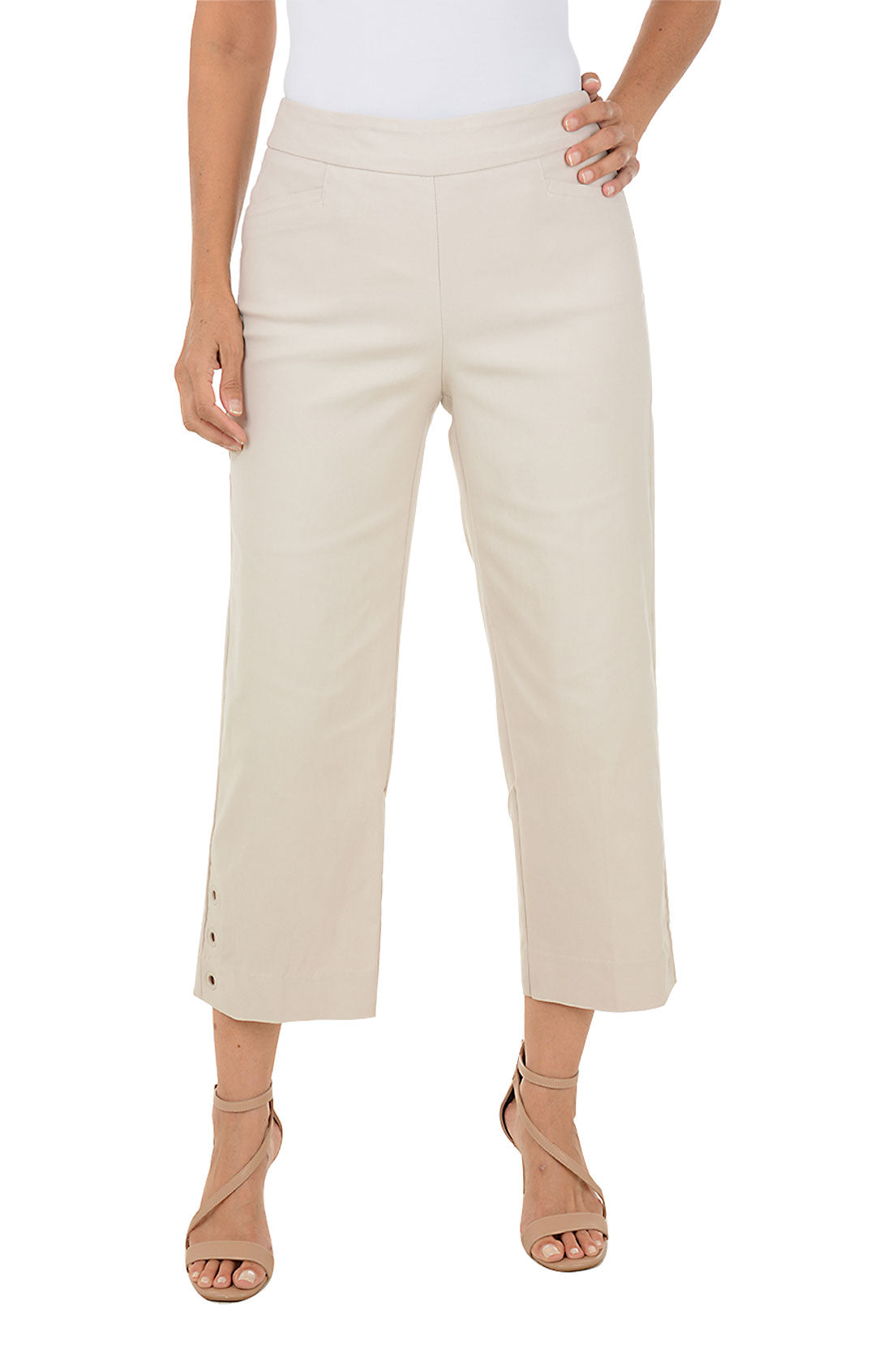 Triple Grommet Hem Capri Pant