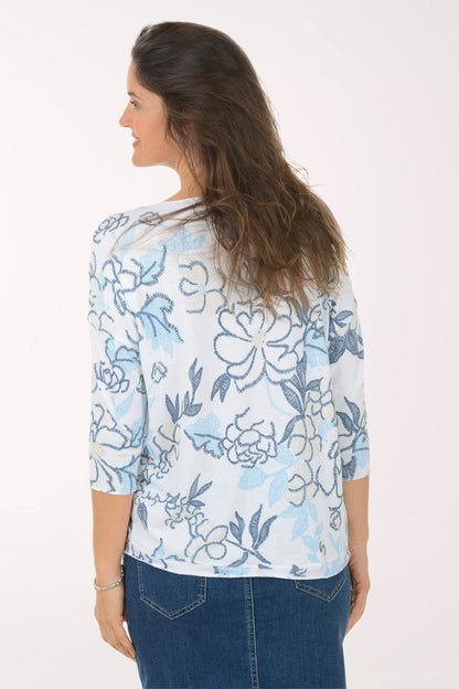 Windflower Jersey Knit V-Neck Top