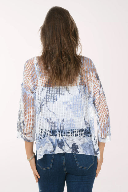 Tranquil Leaves Fishnet High-Low Sweater