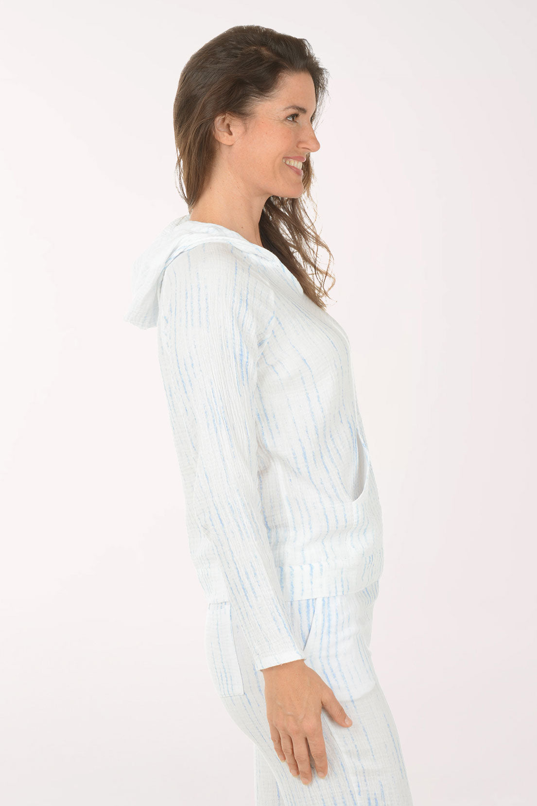 Tie-Dye Striped Cotton Gauze Hoodie