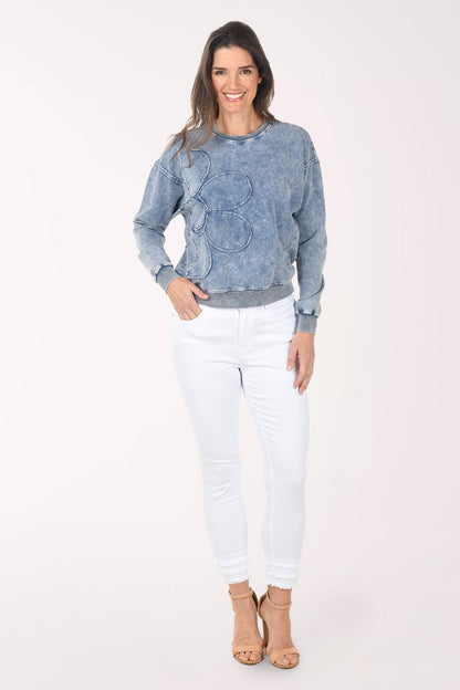 Triple Frayed Hem Stretch Twill Pant