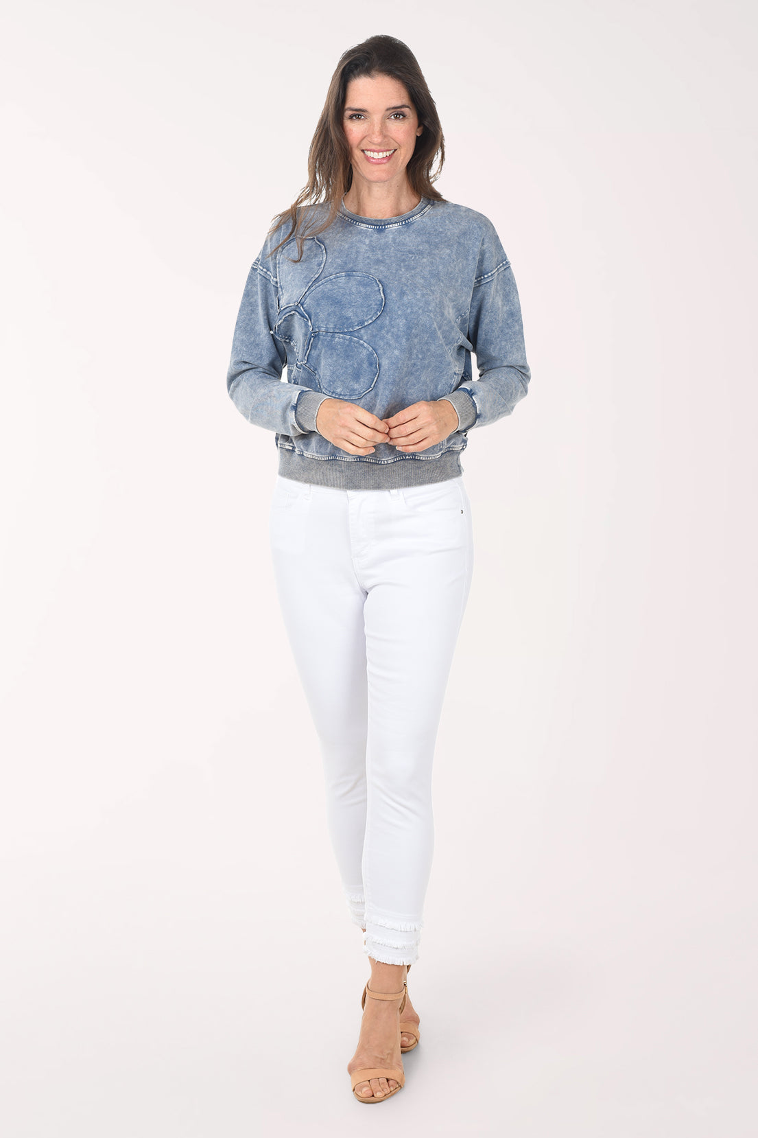 Triple Frayed Hem Stretch Twill Pant