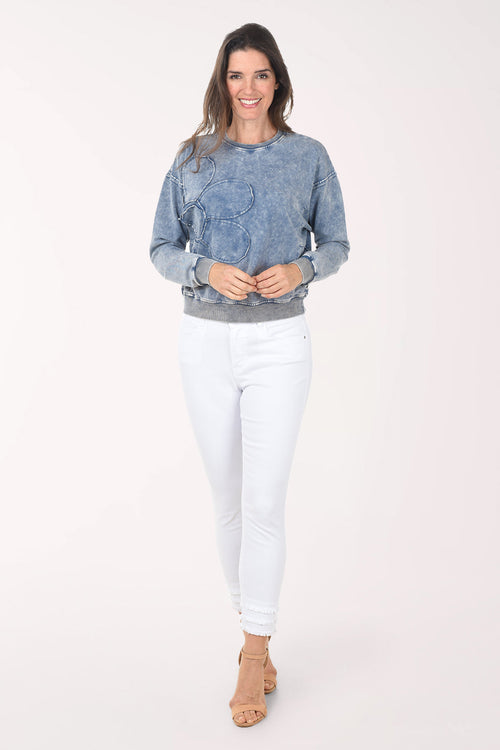 Triple Frayed Hem Stretch Twill Pant