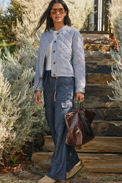 Anya Railroad Stripe Quilted Jacket