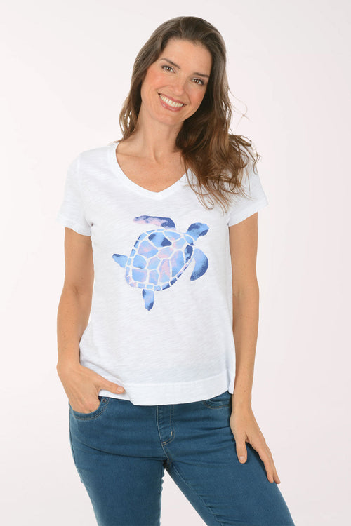 White Sea Turtle Cotton Tee
