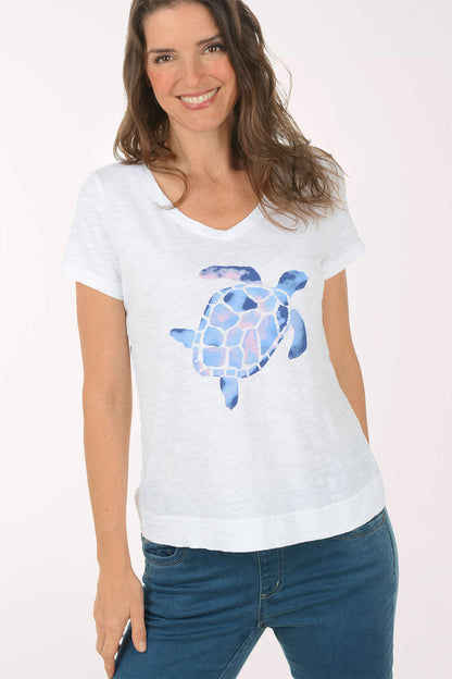 White Sea Turtle Cotton Tee