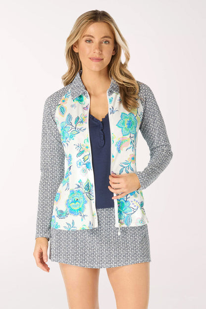 White Diamond Meadows Zip Front Rash Guard