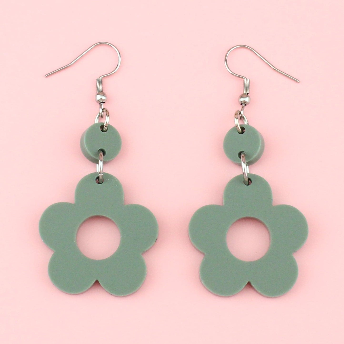 Sage Green Flower Power Earrings