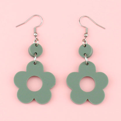 Sage Green Flower Power Earrings